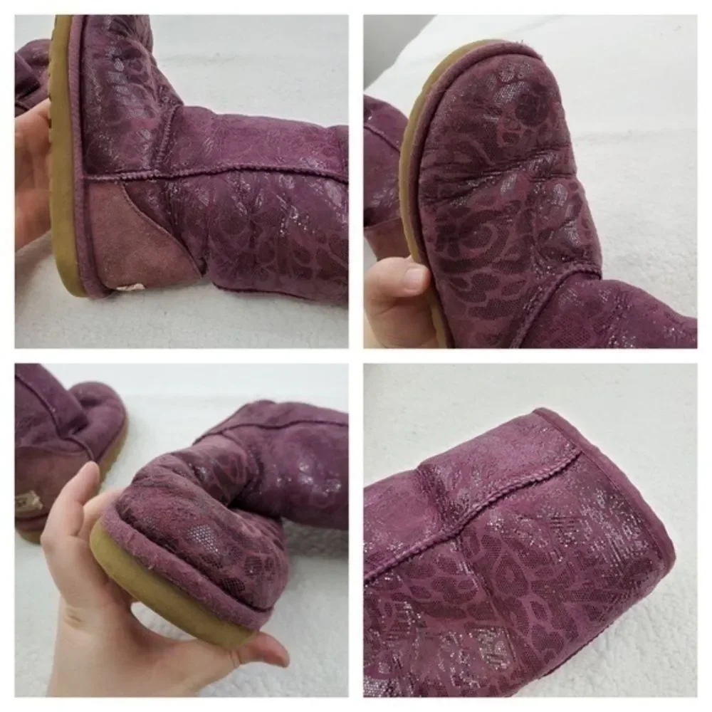 Ugg Boots‎ 7 Tall Flora Shearling Purple Tan Glitte